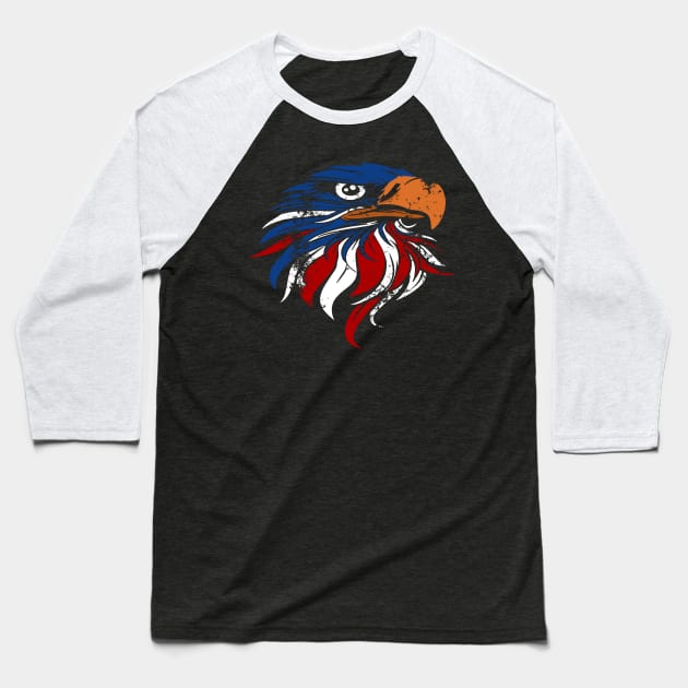 American Bald Eagle Flag Baseball T-Shirt by Xeire